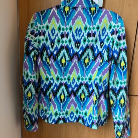 Pre-Loved Jones New York Turquoise Ikat Blazer - Women's 4 - Picture 3 of 4